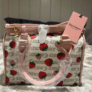 Juicy Couture Cream and Pink Satchel with Strawberry Design